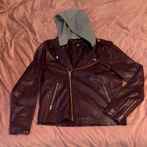 Vampy Maroon Jacket with Gray Hood